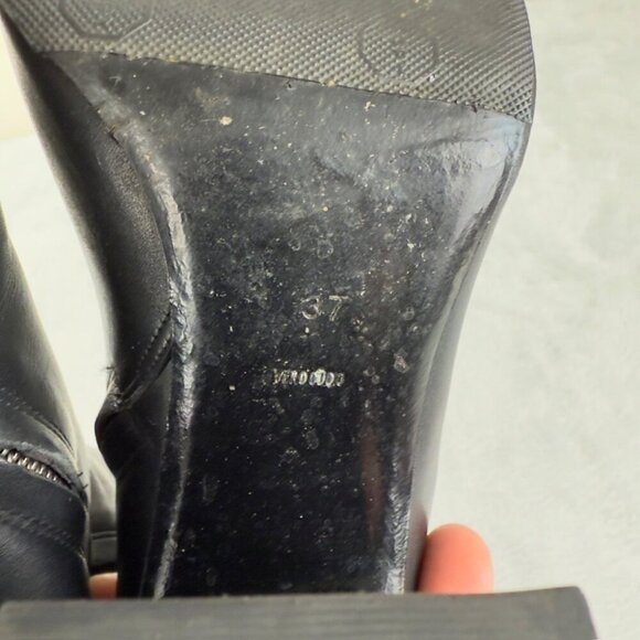 Alexander Wang Sleek Black Heeled Leather Boots Size 7 US - Picture 11 of 16